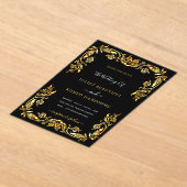 Ontwerp uw eigen Black Gold bruiloft uitnodiging Acryl Uitnodigingen (Laagn)