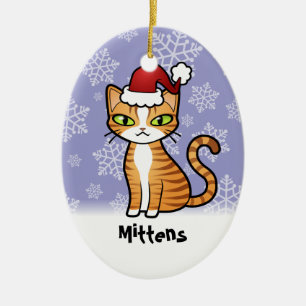 Ontwerp uw eigen Cartoon kat (Kerstmis) Keramisch Ornament
