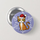 Ontwerp uw eigen Cartoon kat (Kerstmis) Ronde Button 5,7 Cm (Voorkant /achterkant)