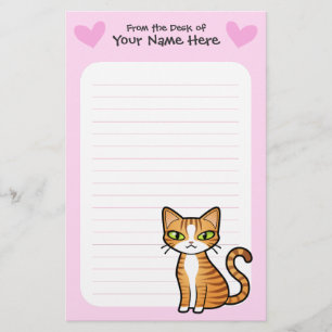 Ontwerp uw eigen Cartoon kat (liefdesharten) Briefpapier