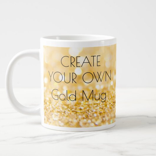 Ontwerp uw eigen Jumbo-Mok - Gold Elegant Glitter Extra Grote Beker (Links)