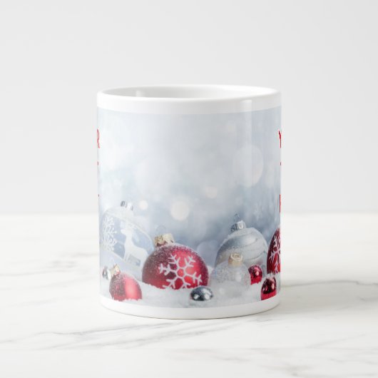 Ontwerp uw eigen Jumbo-Mok - Kerstsneeuw Baubles Extra Grote Beker (Voorkant)