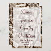 Ontwerp uw eigen land Uitnodigingen Sjabloon hout (Voorkant / Achterkant)