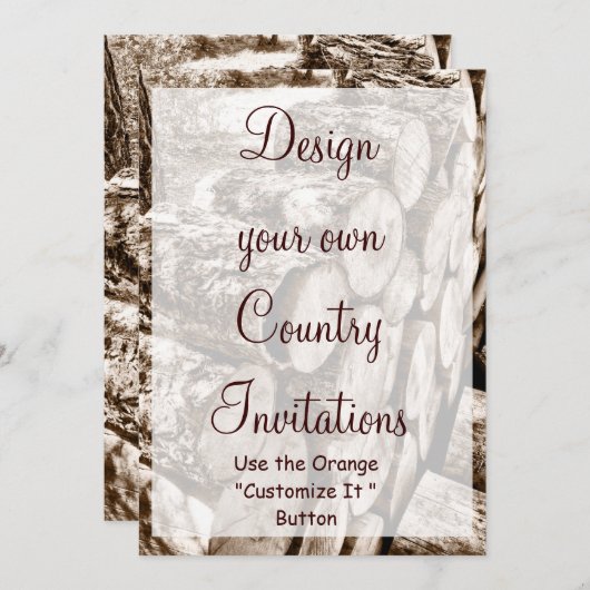 Ontwerp uw eigen land Uitnodigingen Sjabloon hout (Voorkant / Achterkant)