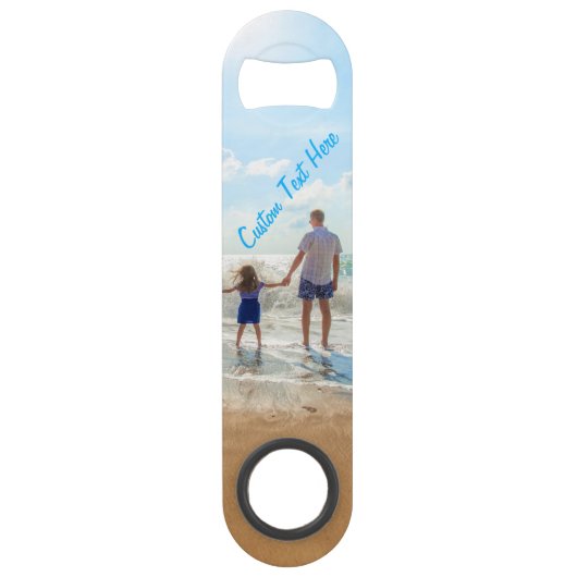 Ontwerp uw eigen Photo Bar Key met aangepaste teks Speed Flessenopener (Voorkant)
