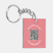 Ontwerp uw eigen QR-code en aangepaste tekst Sleut Sleutelhanger (Voorkant Links)