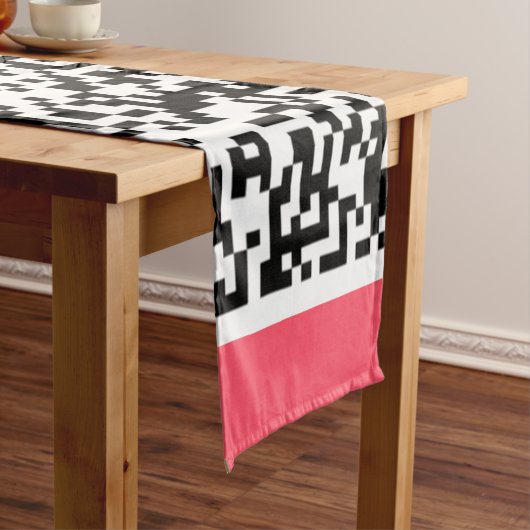Ontwerp uw eigen QR-codetabel Runner voorbeeld Korte Tafelloper (Voorbeeld)