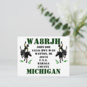 Ontwerp uw eigen QSL HAM Radio Ops Card Bronc Ride Briefkaart (Staand voorkant)