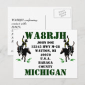 Ontwerp uw eigen QSL HAM Radio Ops Card Bronc Ride Briefkaart (Voorkant / Achterkant)