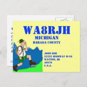 Ontwerp uw eigen QSL HAM Radio Ops Yodeler Uitnodiging Briefkaart (Voorkant / Achterkant)