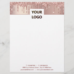 Ontwerp uw eigen Roos Gouden Glitter Letterhead Briefhoofd