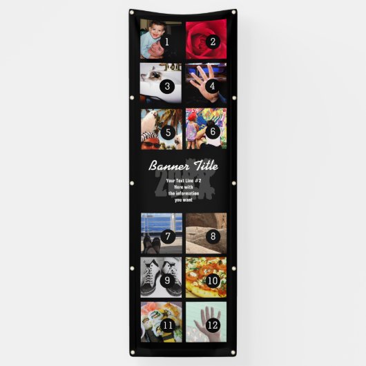 Ontwerp uw eigen verticale banner 12 pics + tekst  (Verticaal)