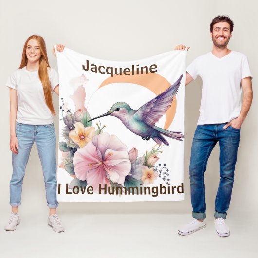 Ontwerp uw eigen Waterverf Hummingbird aangepaste  Fleece Deken (In situ)
