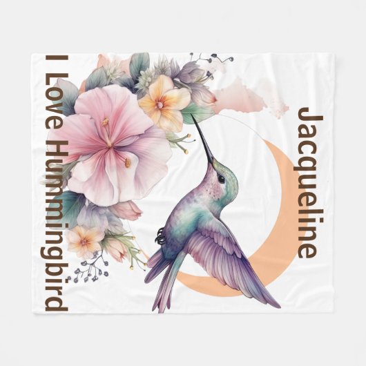 Ontwerp uw eigen Waterverf Hummingbird aangepaste  Fleece Deken (Voorkant (Horizontaal))