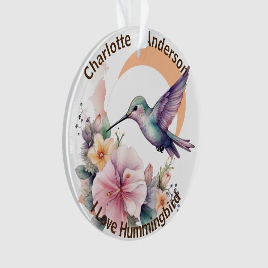 Ontwerp uw eigen Waterverf Hummingbird aangepaste  Ornament (voorkant)