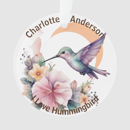 Ontwerp uw eigen Waterverf Hummingbird aangepaste  Ornament (voorkant)
