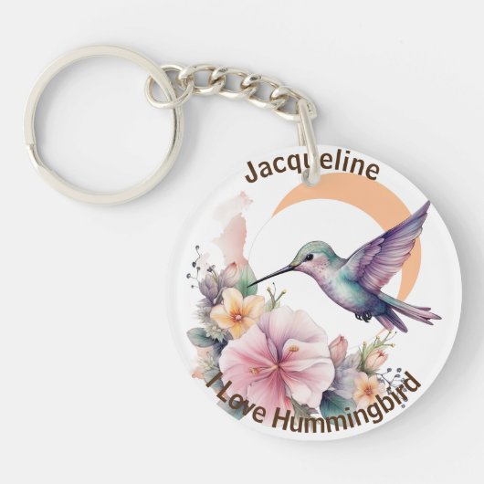 Ontwerp uw eigen Waterverf Hummingbird aangepaste  Sleutelhanger (Voorkant)