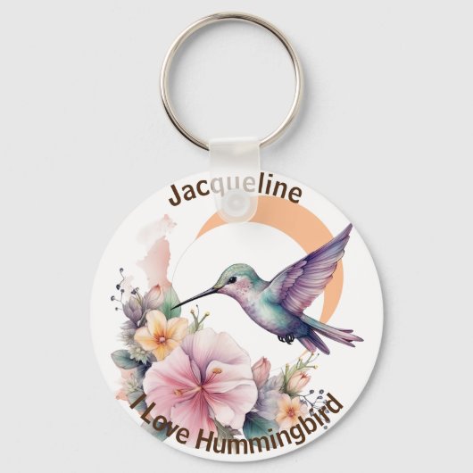 Ontwerp uw eigen Waterverf Hummingbird aangepaste  Sleutelhanger (Voorkant)