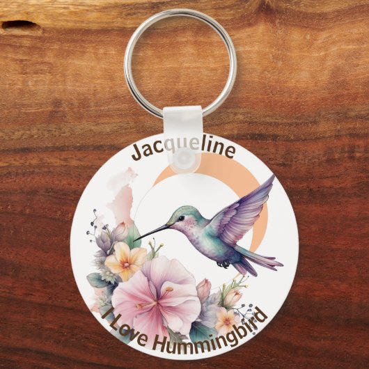 Ontwerp uw eigen Waterverf Hummingbird aangepaste  Sleutelhanger (Voorkant)