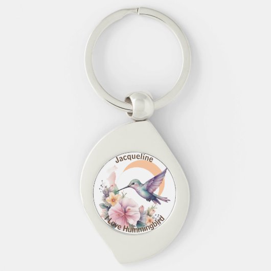 Ontwerp uw eigen Waterverf Hummingbird aangepaste  Sleutelhanger (Voorkant)