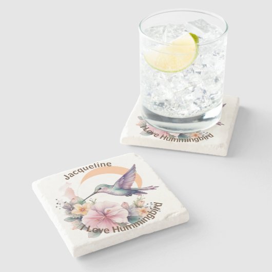 Ontwerp uw eigen Waterverf Hummingbird aangepaste Stenen Onderzetter (Zijkant)