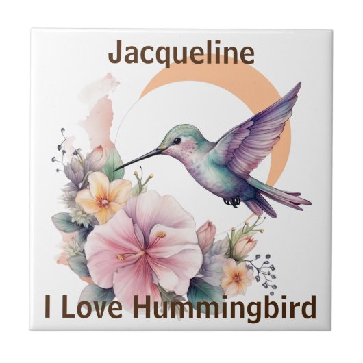 Ontwerp uw eigen Waterverf Hummingbird aangepaste Tegeltje (Voorkant)