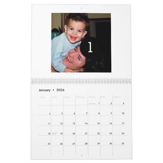 Ontwerp uw eigen witte fotokalender kalender (Jan 2026)