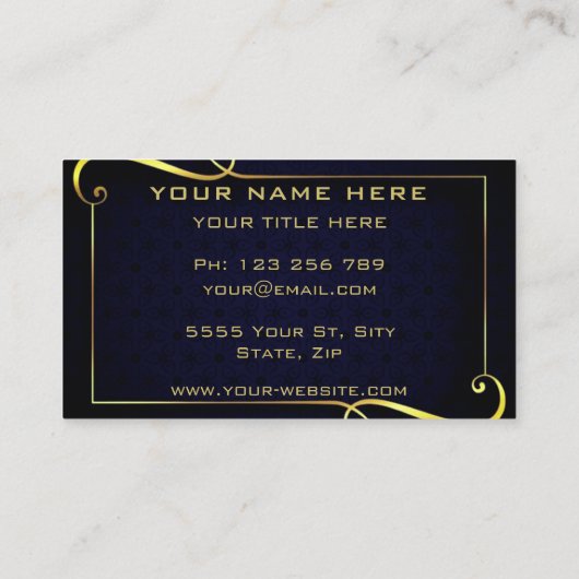 Ontwerp uw eigen zwart-gouden Visitekaartje (Achterkant)