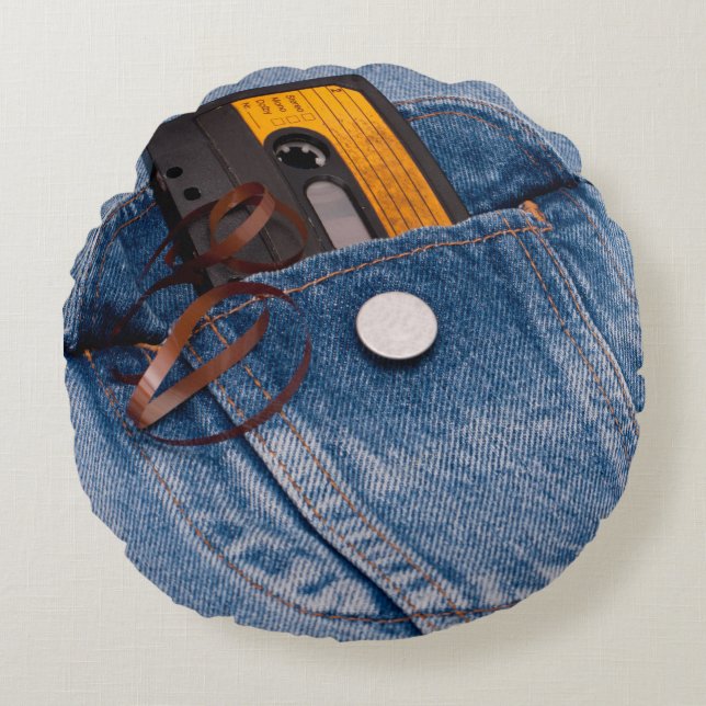 Ontwerp van 5563Retro 80 - Audio-Cassettebandje Rond Kussen (Voorkant)