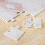 ontwerp van ananas op roze marmer legpuzzel (Zijkant)