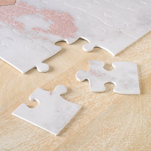 ontwerp van ananas op roze marmer legpuzzel (Zijkant)