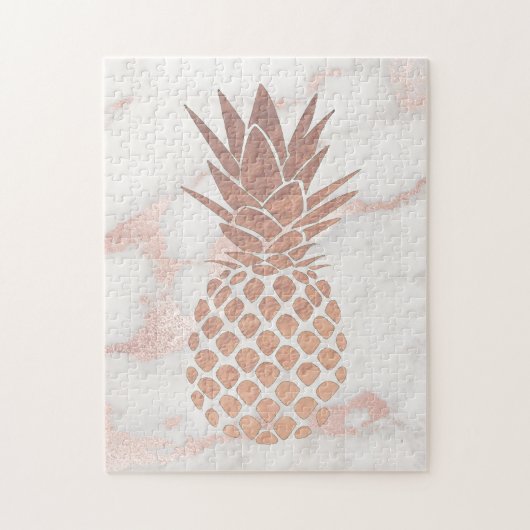 ontwerp van ananas op roze marmer legpuzzel (Verticaal)