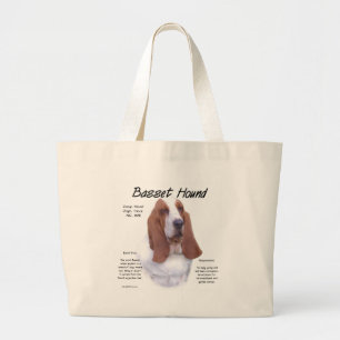 Ontwerp van Basset Hound History Grote Tote Bag