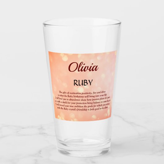 Ontwerp van Birthstone Ruby van juli Glas (Voorkant)