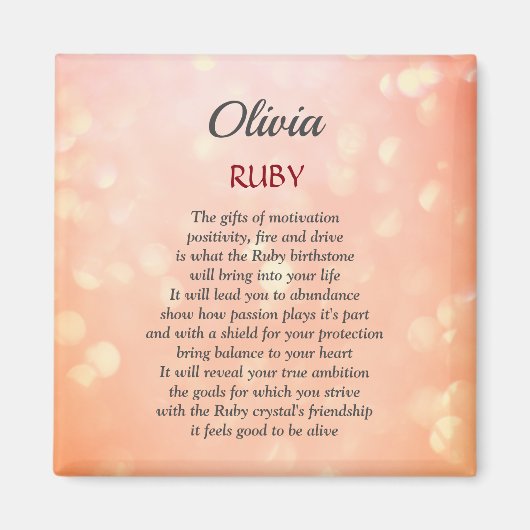 Ontwerp van Birthstone Ruby van juli Magneet (Voorkant)