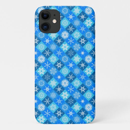 Ontwerp van blauwe sneeuwvlokpatronen Case-Mate iPhone case (Achterkant)