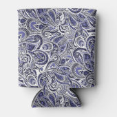 Ontwerp van blauwwitte paisleypatronen blikjeskoeler (Voorkant)