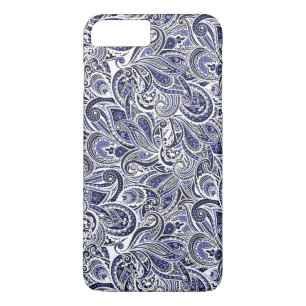 Ontwerp van blauwwitte paisleypatronen 	iPhone 8 plus / 7 plus hoesje