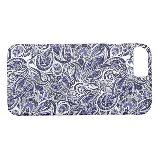 Ontwerp van blauwwitte paisleypatronen Case-Mate iPhone case (Achterkant (Horizontaal))
