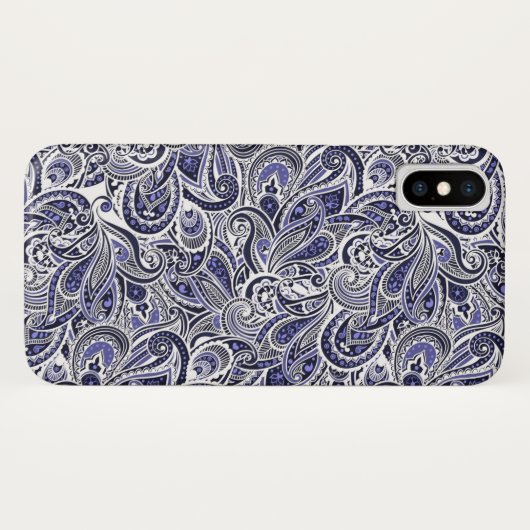 Ontwerp van blauwwitte paisleypatronen Case-Mate iPhone case (Achterkant (horizontaal))