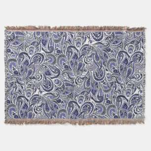 Ontwerp van blauwwitte paisleypatronen deken