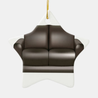 Ontwerp van bruine lederen sofa keramisch ornament