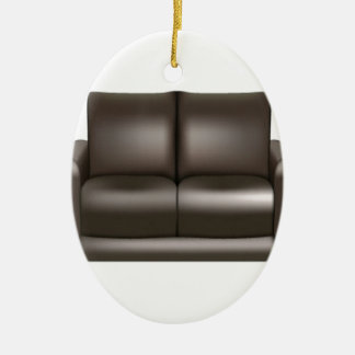 Ontwerp van bruine lederen sofa keramisch ornament