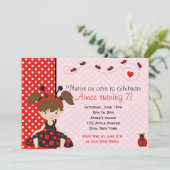 Ontwerp van Cute Ladybird Ladybug-meisje Kaart (Staand voorkant)
