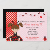 Ontwerp van Cute Ladybird Ladybug-meisje Kaart (Voorkant / Achterkant)