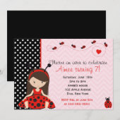 Ontwerp van Cute Ladybird Ladybug-meisje Kaart (Voorkant / Achterkant)