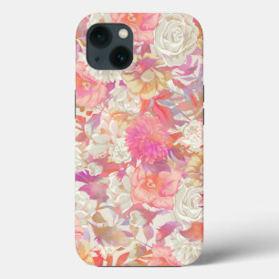 Ontwerp van dahlias en Roos iPhone 13 Hoesje