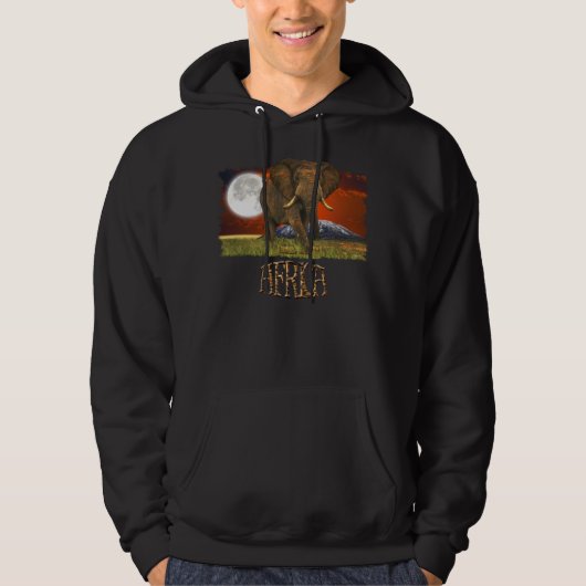 Ontwerp van de Afrikaanse Elephant & Savannah Moon Hoodie (Voorkant)
