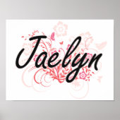 Ontwerp van de Artistieke Naam Jaelyn met Bloemen Poster (Voorkant)