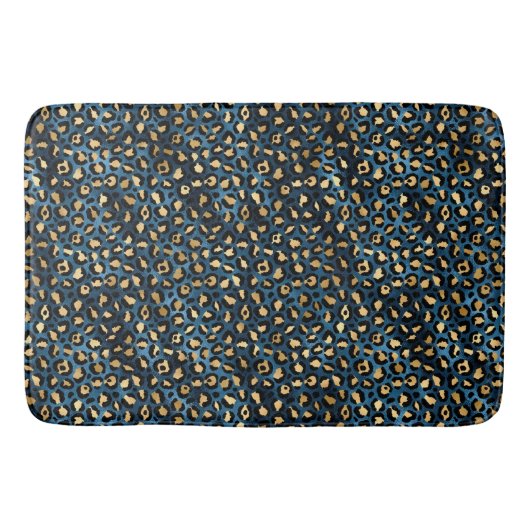 Ontwerp van de blauw- en Gold-leopard-reeks 1 Badmat (Voorkant)